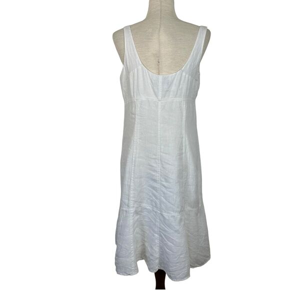 Lauren Ralph Lauren Dress Women Size 14 White Linen High Waist Sleeveless Ruffle - Picture 3 of 13